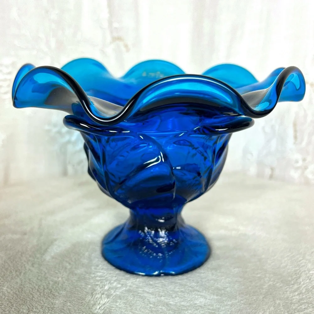 Viking Glass "Bluenique" Candy Pedestal Dish - Picture 1 of 8